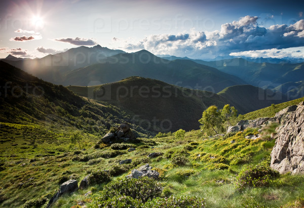 Mountain landscape, summer season, horizontal orientation. Italian alps
