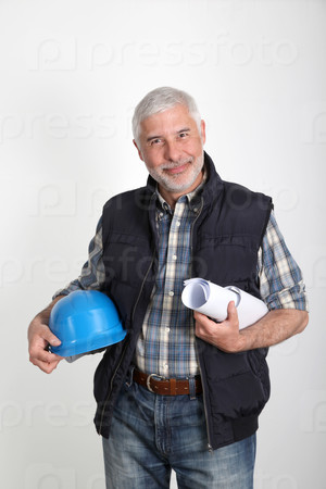 Stock Photos of Construction site manager with security helmet