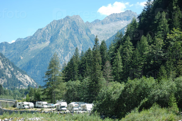 MOUNTAIN CAMPGROUND, recreational vehicle ( motorhome, camper), west alps, Italy