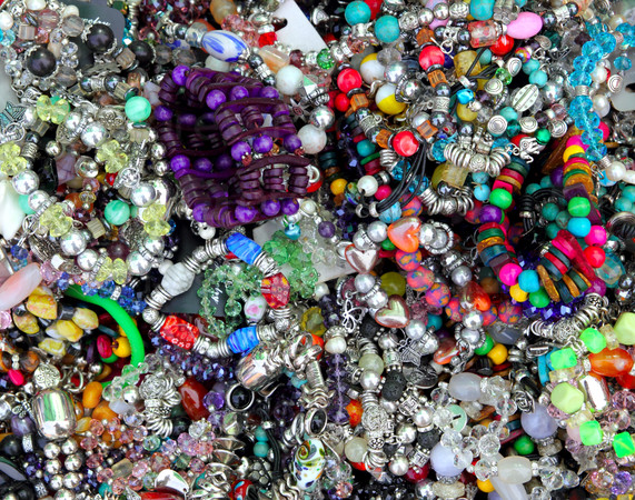 Colorful jewellery mixed mess in a retail market