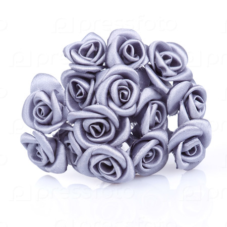 artificial bouquet of gray roses on a white background