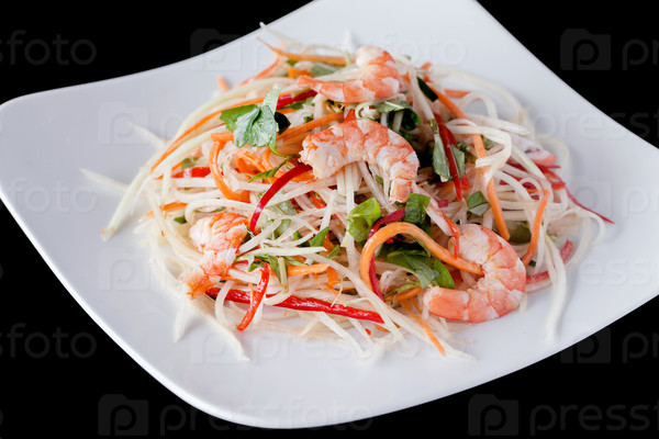Fresh shrimp salad recipes - vietnamese style salad, stock photo