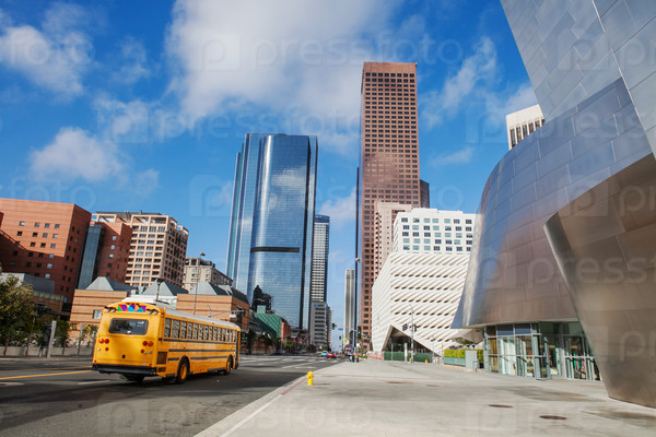 LOS ANGELES - JULY 26: Downtown Los Angeles with the Walt Disney concert hall on July 26, 2015 in Los Angeles.