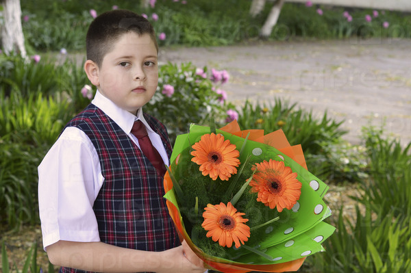 the boy with flowers goes to school, the last call