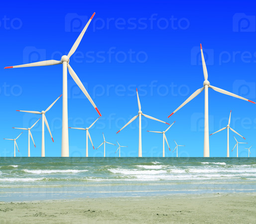 Eco power, wind turbines in the sea
