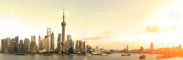 Shanghai\'s modern architecture cityscape panoramic photo skyline