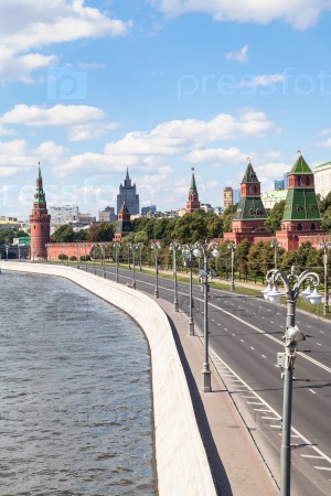 The Kremlin Embankment of Moskva River Moscow city