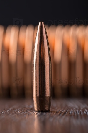 Macro shot of copper bullets