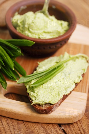 Savory snacks spicy butter with wild garlic