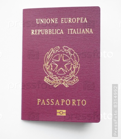 ROME, ITALY - JUNE 3, 2015: Italian passport with epassport chip with facial recognition technology used to compare face to the photograph recorded on the chip