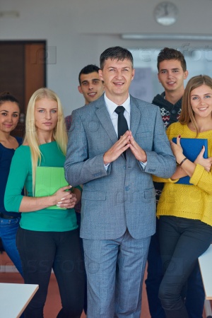 group portrait of teacher with students