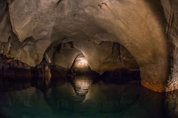 Unique image of Puerto Princesa subterranean underground river from inside