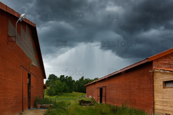 Stable and dramatic storm cloud in the countryside