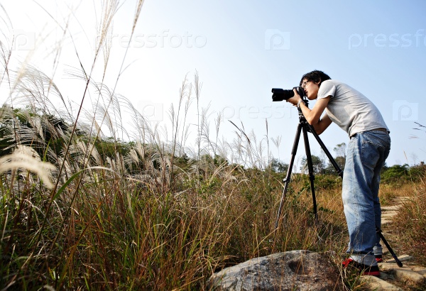 photographer taking photo in wild