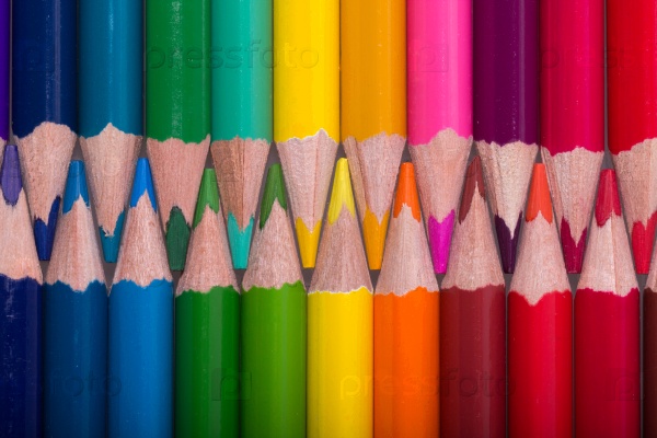 Color pencils background. close up of pencil color and cray.colorful.rainbow.