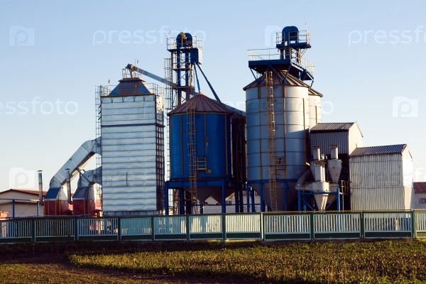 Building on the production of agricultural products, stock photo