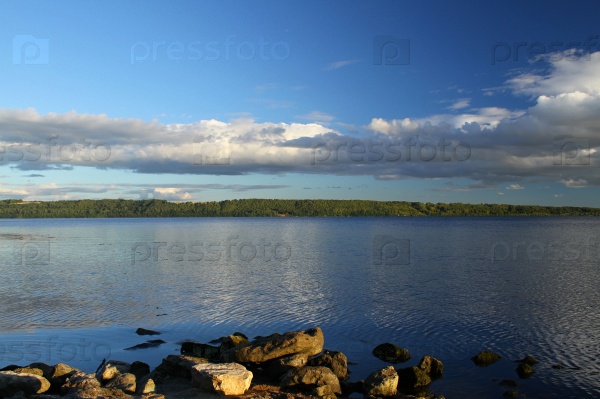 The Volga River near the settlement Yurino. Russia, Republic of Mari El, stock photo