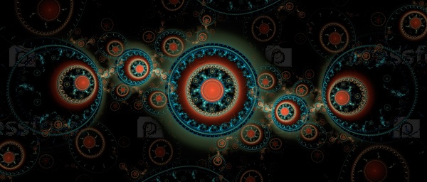 Abstract fractal chain of round figures