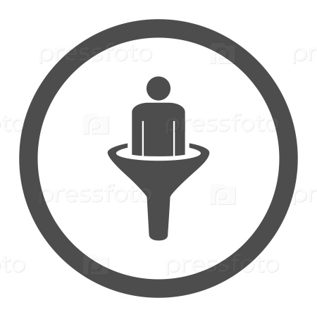 Sales funnel glyph icon. This rounded flat symbol is drawn with soft blue colors on a white background.
