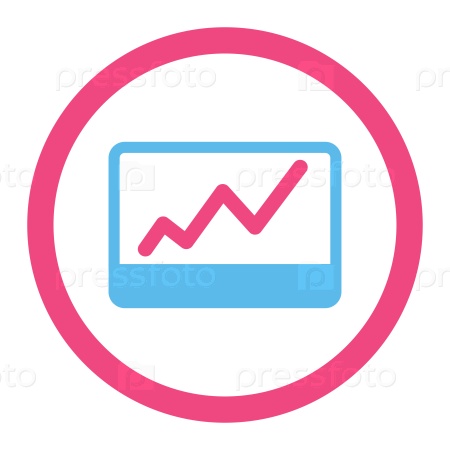 Stock Market glyph icon. This flat rounded symbol uses pink and blue colors and isolated on a white background.