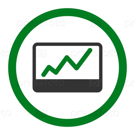 Stock Market glyph icon. This flat rounded symbol uses green and gray colors and isolated on a white background.