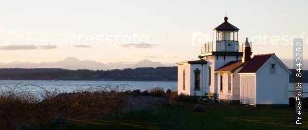 Discovery Park West Point Lighthouse Puget Sound Seattle Nautical Maritime Scene