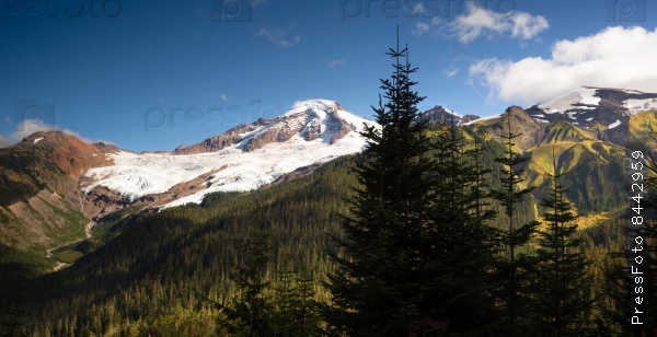 Horizontal Panoramic Mt Baker Heliotrope Ridge Cascade Range
