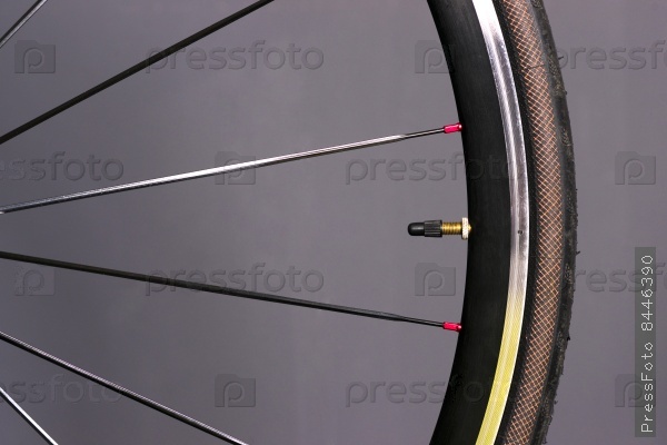 Portion of Front Bike Wheel Spokes Street Bicycle Tire