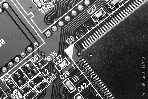 Close up macro view of a computer component