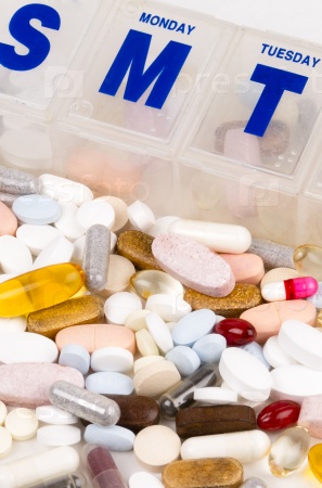 Vitamin Supplement Pillbox Capsules Group Treatment Medication Medical Drug