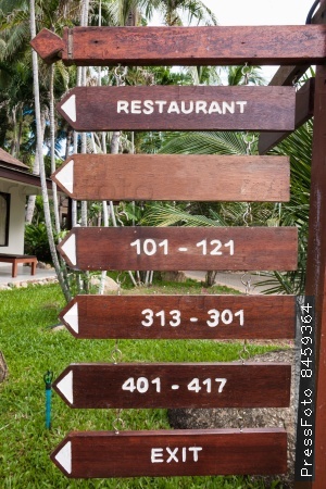signboard on the beach at the hotel, Koh Samui, Thailand