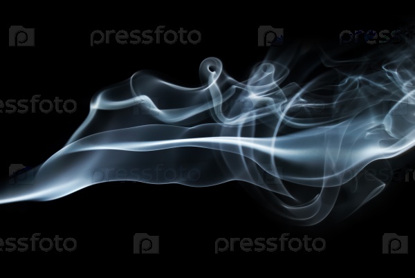 Photo of Smoke swirls on black background. Abstract smoke. Studio shot, stock photo