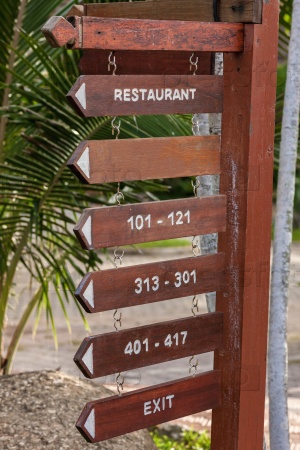 signboard on the beach at hotel, Koh Samui, Thailand