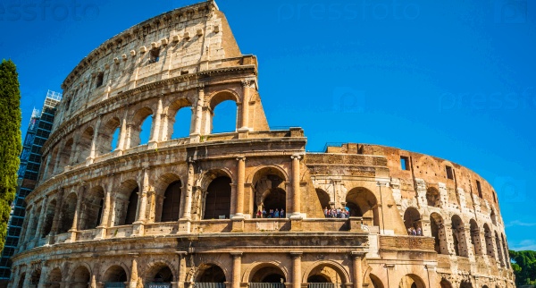 Colosseum (Coliseum) in Rome, Italy. The Colosseum is an important monument of antiquity and is one of the main tourist attractions of Rome.