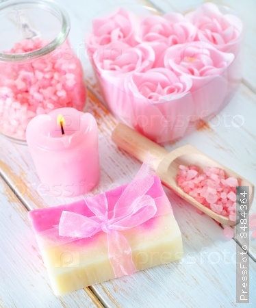 pink sea salt and soap