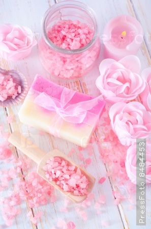 pink sea salt and soap