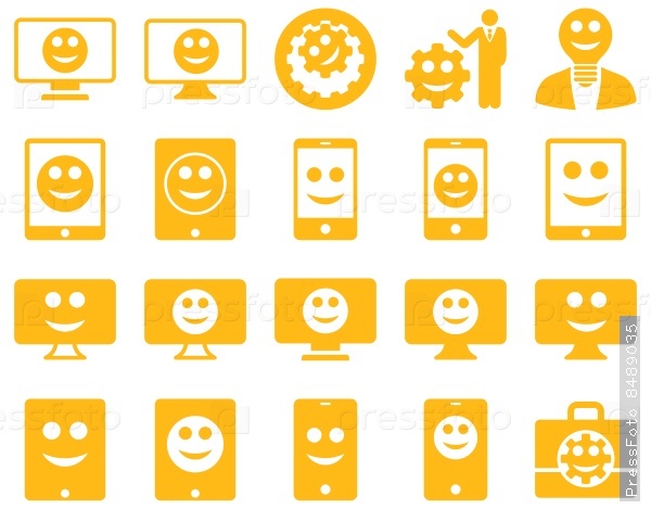 Tools, options, smiles, displays, devices icons
