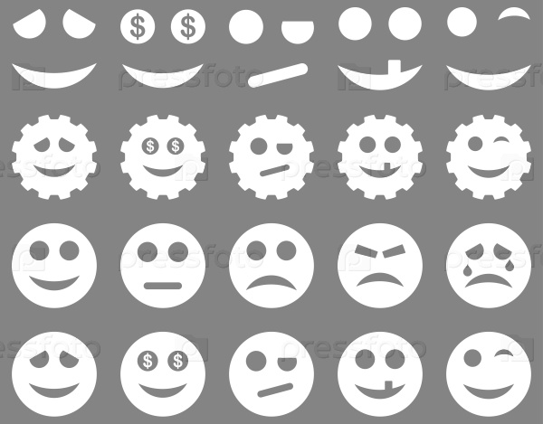 Tools, gears, smiles, emoticons icons