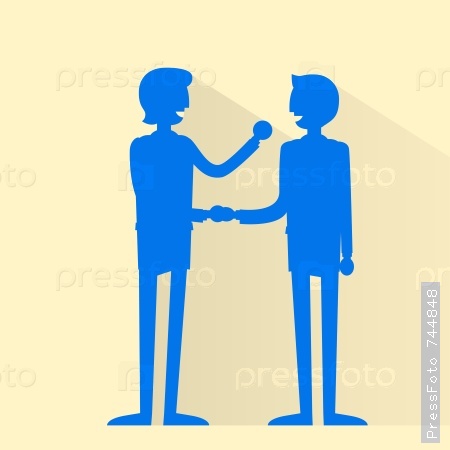 Business people handshake silhouette, businessmen hand shake flat icon vector illustration