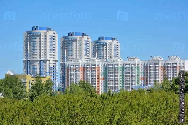 Kemerovo, view from Universitetsky Bridge on a new multystoried housing estate