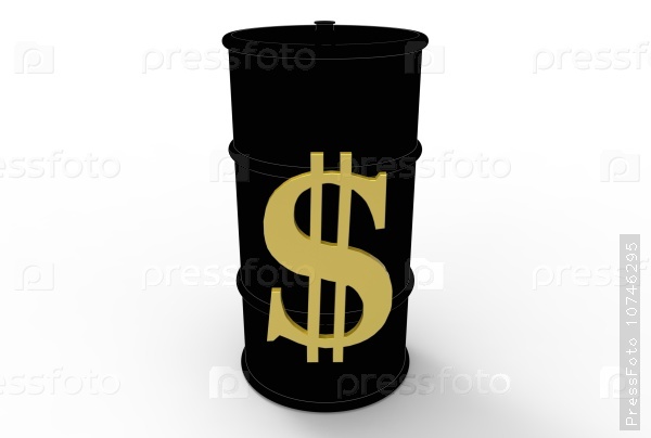 A barrel of oil and the dollar sign