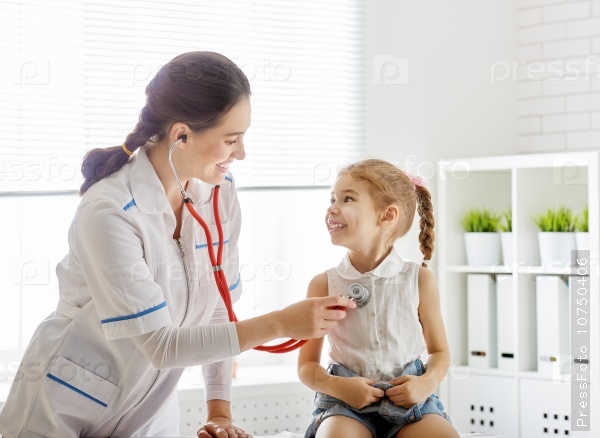 Doctor examining a child