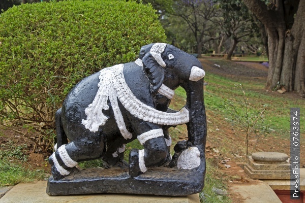 FEBRUARY 25, 2014, BANGALORE, KARNATAKA, INDIA - Sculpture of elephant in the park Lal Bagh