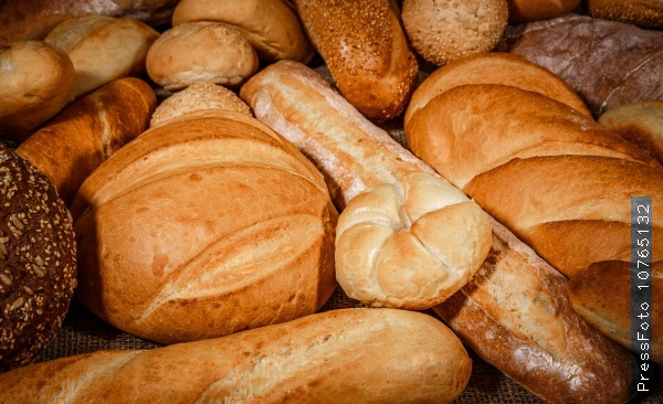 Breads and baked goods close-up, stock photo