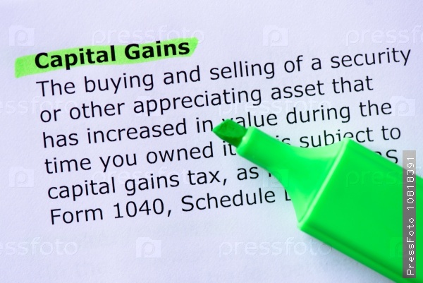 Capital Gains  words highlighted on the white background