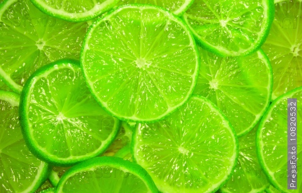 juicy green slices of lime background