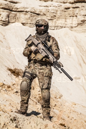 Army ranger in the mountains