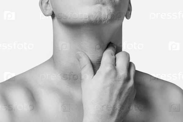 Throat pain, monochrome image