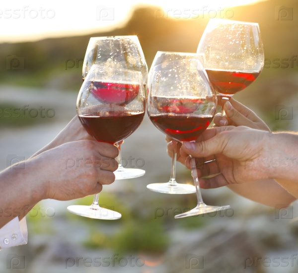 Тост с бокалами вина