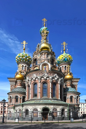 domes of Orthodox Church of the Savior on blood in St. Petersburg